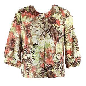 Monterey Bay Clothing Company Sz 18 Green Multi 100% Cotton Jacket